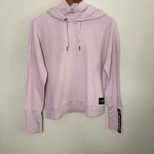 Calvin Klein Performance Blush Waffle Knit Hoodie | Logo Sleeve Large